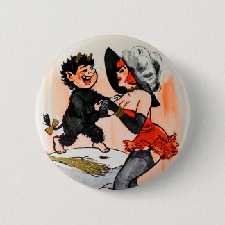 Happy Krampus & Pretty Woman Vintage Christmas 6 Cm Round Badge