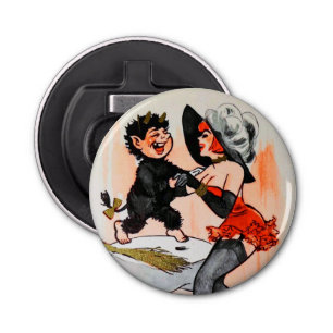 Happy Krampus with Temptress Vintage Christmas Bottle Opener