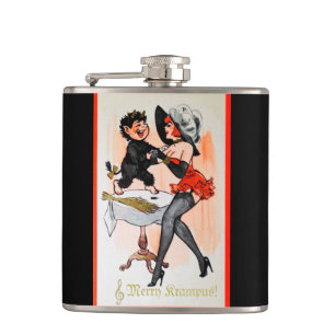 Happy Krampus with Temptress Vintage Christmas Hip Flask