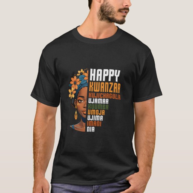 Happy Kwanzaa 7 Principles African American Black  T-Shirt (Front)