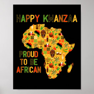 Happy Kwanzaa Africa Map 7 Principles Celebration  Poster