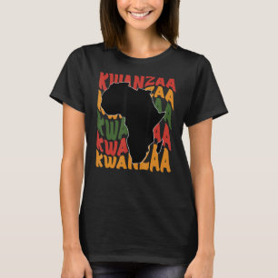 Happy Kwanzaa African Map Kinara Candles Celebrati T-Shirt