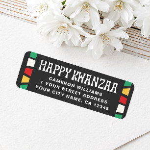 Happy Kwanzaa African mosaic return address