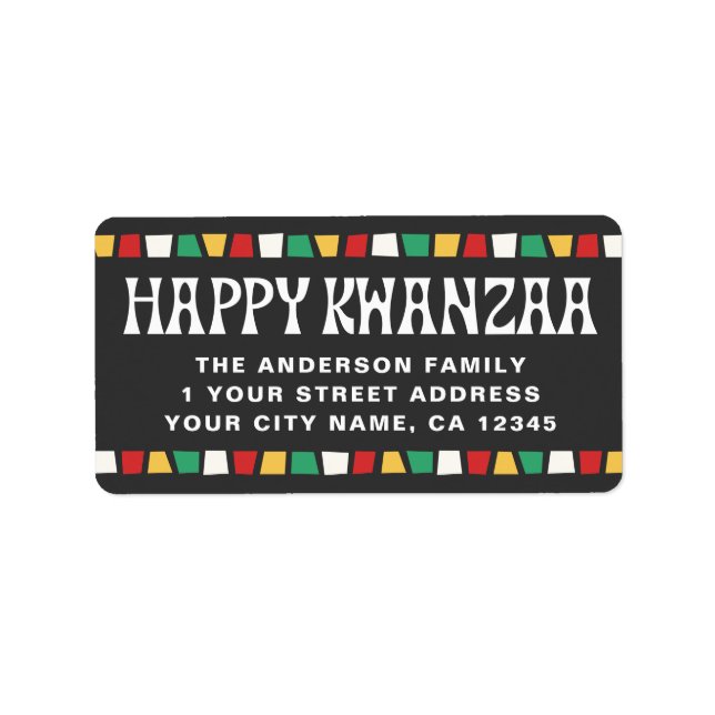 Happy Kwanzaa African mosaic return address Label (Front)