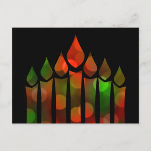 Happy Kwanzaa Bokeh Kinara Postcard