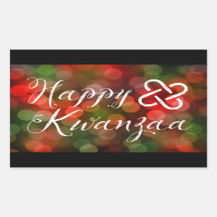Happy Kwanzaa Bokeh Umoja Lights Rectangular Sticker