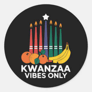 Happy Kwanzaa Candles Africa Holiday African Ameri Classic Round Sticker
