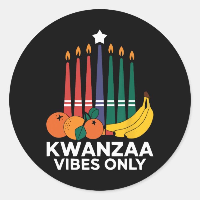 Happy Kwanzaa Candles Africa Holiday African Ameri Classic Round Sticker (Front)