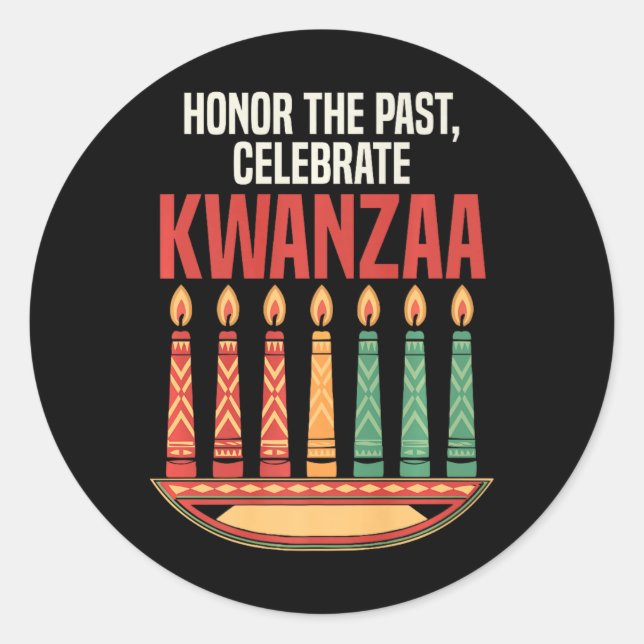 Happy Kwanzaa Candles Africa Holiday African Ameri Classic Round Sticker (Front)