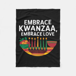 Happy Kwanzaa Candles Africa Holiday African Ameri Fleece Blanket