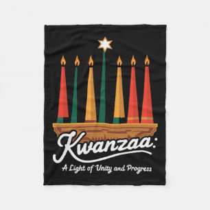 Happy Kwanzaa Candles Africa Holiday African Ameri Fleece Blanket
