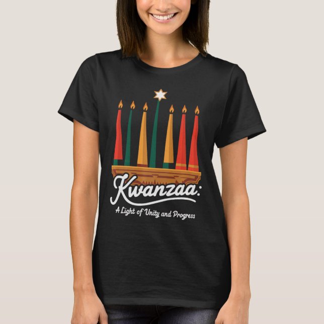 Happy Kwanzaa Candles Africa Holiday African Ameri T-Shirt (Front)
