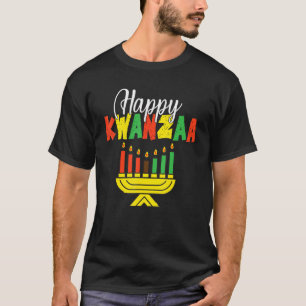 Happy Kwanzaa Candles African Black Culture Afro w T-Shirt