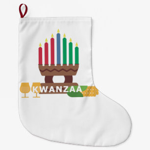 happy kwanzaa candles large christmas stocking
