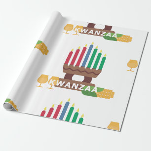 happy kwanzaa candles wrapping paper