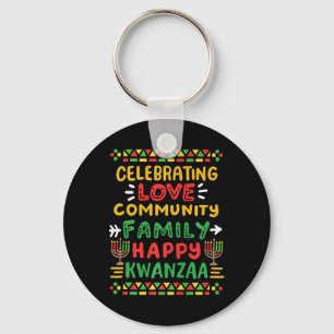 Happy Kwanzaa Celebrating Love Commuity Family Men Key Ring