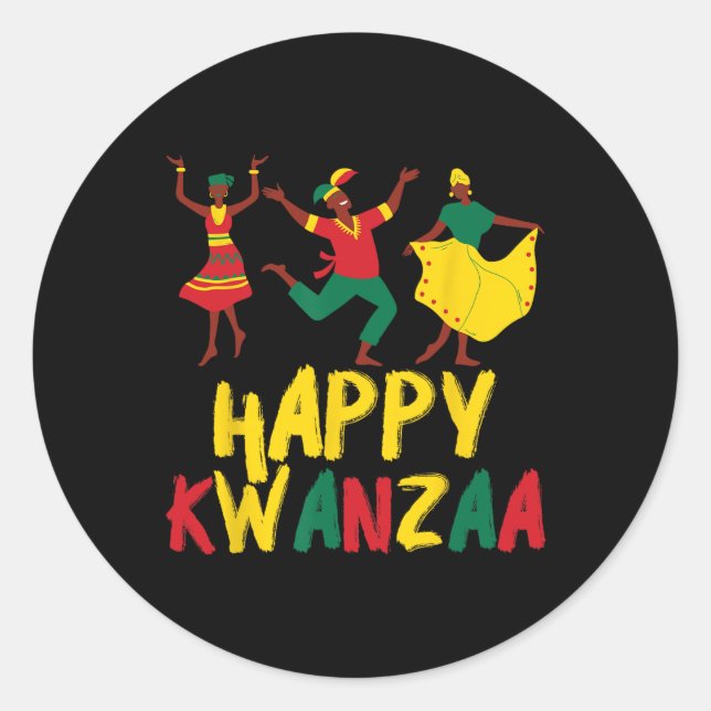 Happy Kwanzaa Celebration Seven Principles African Classic Round Sticker (Front)