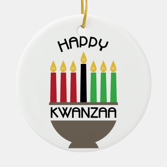 Happy Kwanzaa Ceramic Tree Decoration (Front)
