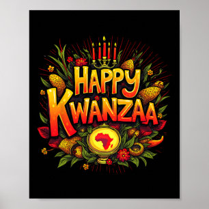 Happy Kwanzaa Christmas Afro-american Happy Kwanza Poster