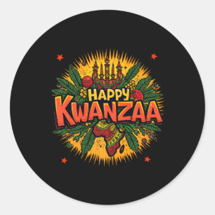 Happy Kwanzaa Christmas Afro-american Kids Happy K Classic Round Sticker