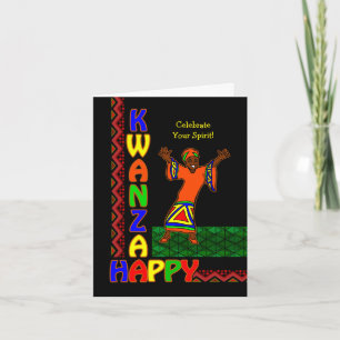 Happy Kwanzaa, Colourful Dancing Woman, Patterns Card