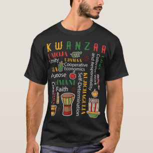Happy Kwanzaa Drum Kinara Seven Candles Africa Cel T-Shirt
