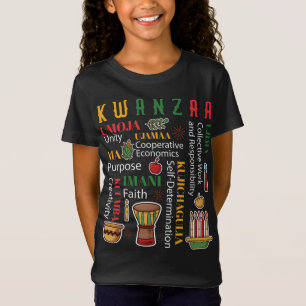Happy Kwanzaa Drum Kinara Seven Candles Africa Cel T-Shirt
