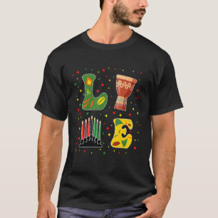 Happy Kwanzaa Drum Kinara Seven Candles Africa Cel T-Shirt