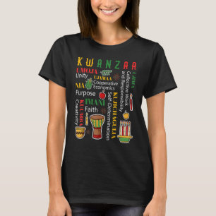 Happy Kwanzaa Drum Kinara Seven Candles Africa T-Shirt