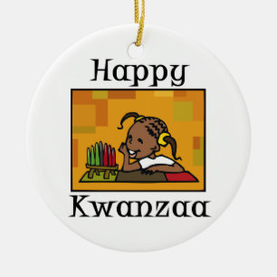 Happy Kwanzaa Girl Kinara Ceramic Tree Decoration