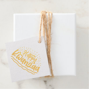 Happy Kwanzaa Gold Favour Tags