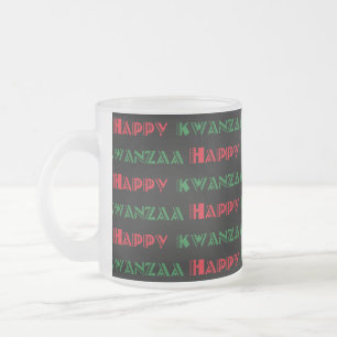 Happy Kwanzaa Greeting 2 Frosted Glass Coffee Mug