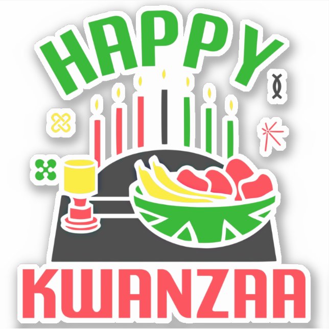 Happy Kwanzaa Icons Feast Candles, Kiss Cut (Front)
