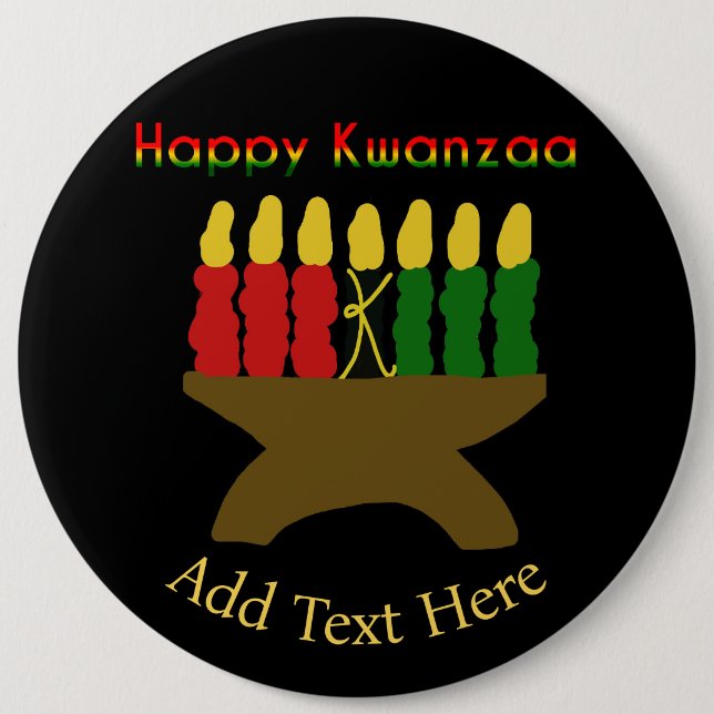 Happy Kwanzaa Kinara 6 Cm Round Badge (Front)