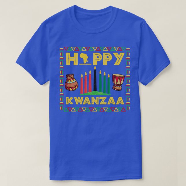 Happy Kwanzaa Kinara Candles Principles African Am T-Shirt (Design Front)