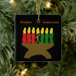 Happy Kwanzaa Kinara Ceramic Ornament