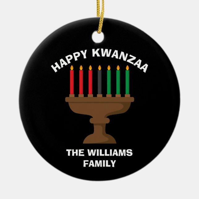 Happy Kwanzaa Kinara Custom Red Black Green Gift Ceramic Tree Decoration (Front)