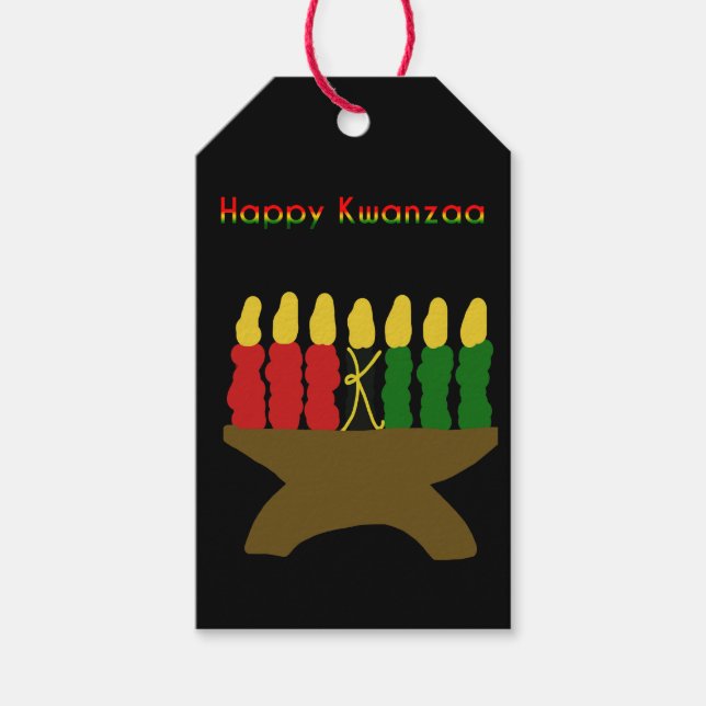 Happy Kwanzaa Kinara Gift Tags (Front)