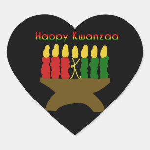 Happy Kwanzaa Kinara Heart Sticker