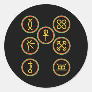 Happy Kwanzaa Kinara-seven Badges Principles Of Kw Classic Round Sticker