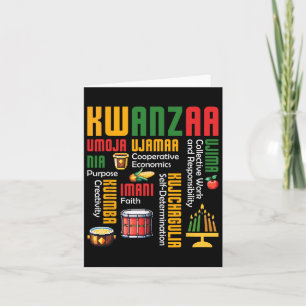 Happy Kwanzaa Kinara Seven Candles Drum African He Card