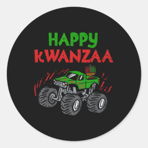 Happy Kwanzaa Kinara Seven Candles Monster Truck K Classic Round Sticker