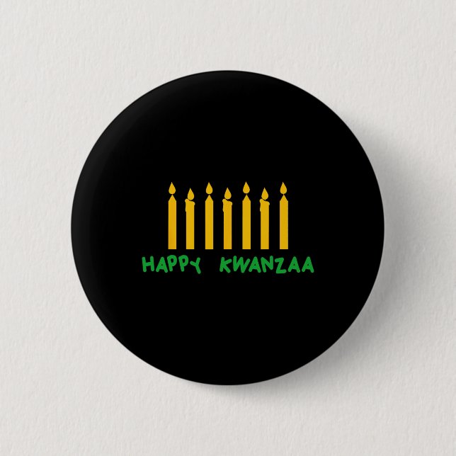 Happy Kwanzaa Kinara Seven Candles Principles Of K 6 Cm Round Badge (Front)