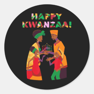 Happy Kwanzaa Kinara-seven Candles Principles Of K Classic Round Sticker