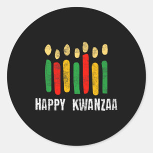 Happy Kwanzaa Kinara Seven Candles Principles Of K Classic Round Sticker