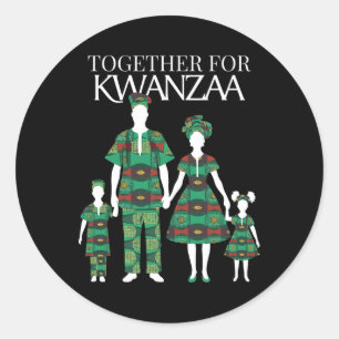 Happy Kwanzaa Kinara-seven Candles Principles Of K Classic Round Sticker
