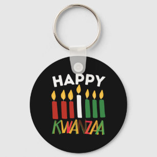 Happy Kwanzaa Kinara Seven Candles Principles Of K Key Ring