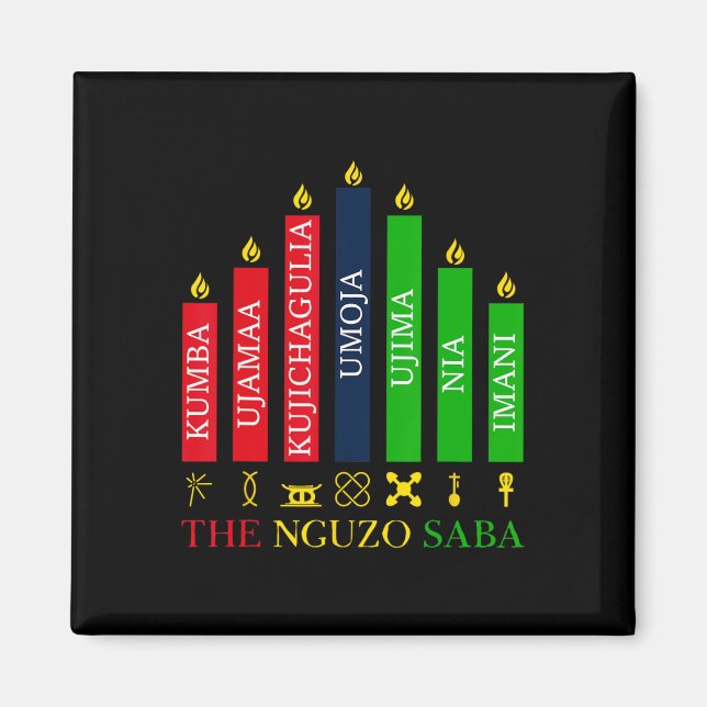 Happy Kwanzaa Kinara Seven Candles Principles Of K Magnet (Front)