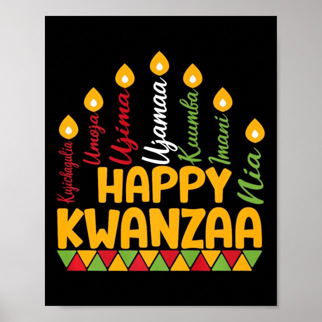 Happy Kwanzaa Kinara Seven Candles Principles Of K Poster (Front)