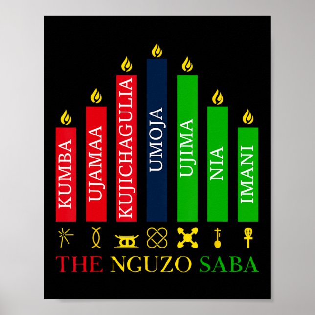 Happy Kwanzaa Kinara Seven Candles Principles Of K Poster (Front)